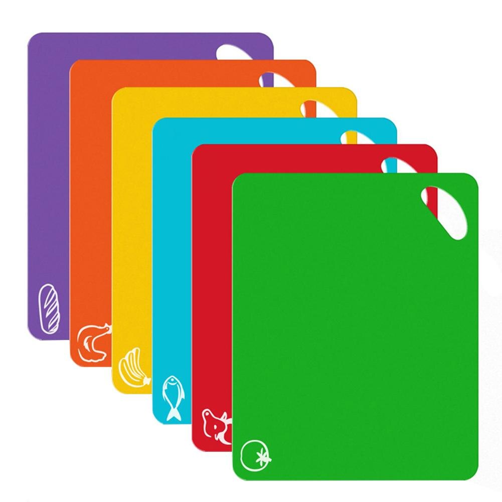 6 Pcs Antislip Chopping Blocks with Hanging Hole Rectangle Plastic Food Cutting Block Chopping Board Kitchen Gadgets