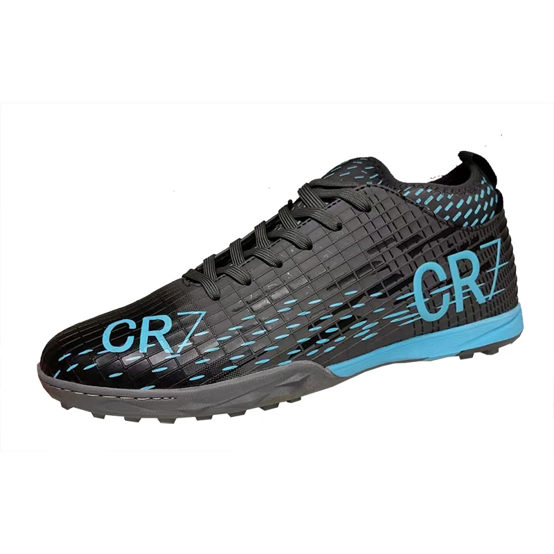 Neue Männer Fußball Schuhe Turf Indoor Lange Spikes Hohe Ankle Fußballplatz Stiefel Training Ultraleicht Futsal Stollen Fußball Schuhe: Blau / 5,5