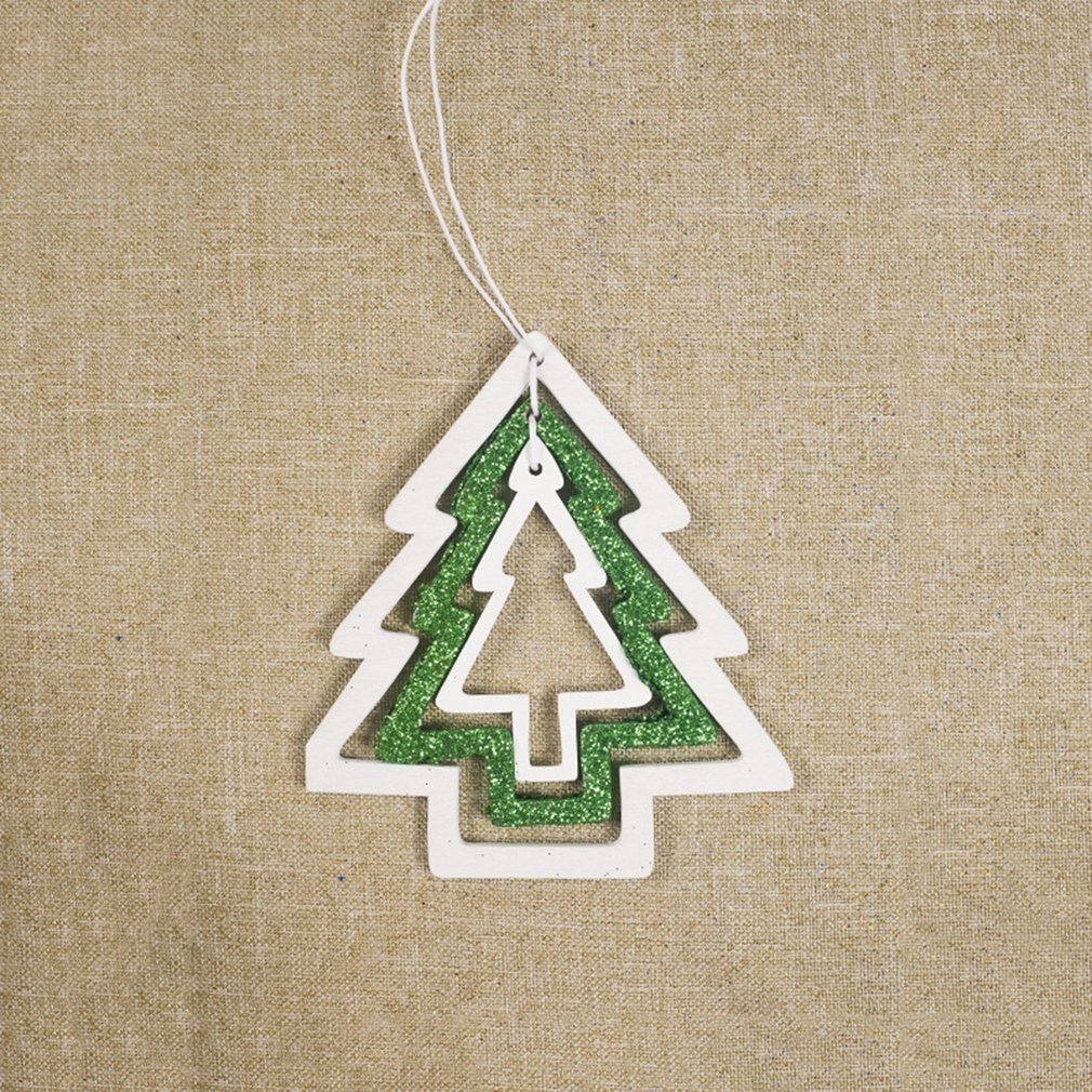 Christmas Wooden Gold Powder Ring Christmas Tree Decoration Pendant Ornaments Family Closet Wooden Sign