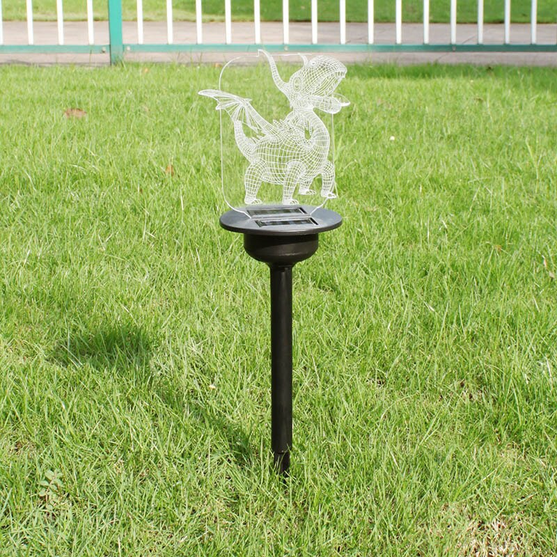 Solar Powered LED Light Transparent Acrylic Outdoor Garden Lawn Pathway Landscape Lamp D6: Fire Dragon