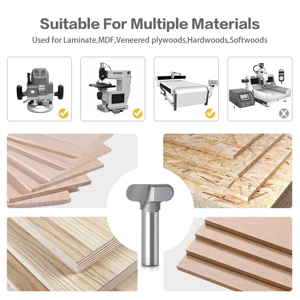 12mm 12.7mm schacht Carbide Cutter Houtbewerking Frezen voor Hout Bit Gezicht Mill End Mill Gereedschap