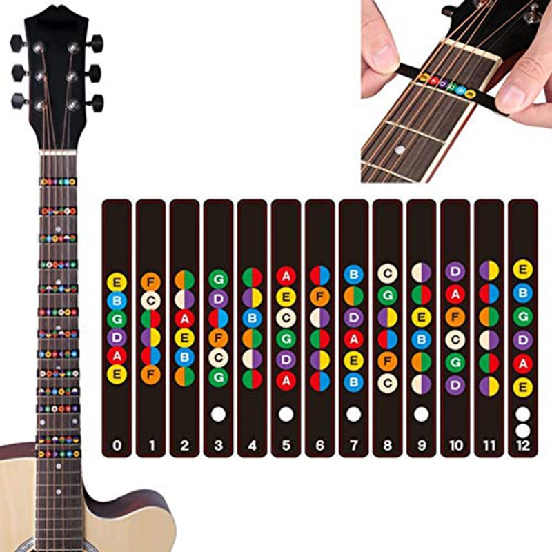 Aprendiendo a jugar con una calcomanía de nota para el diapasón | Peine adecuado para guitarra eléctrica, guitarra acústica, guitarra clásica, w