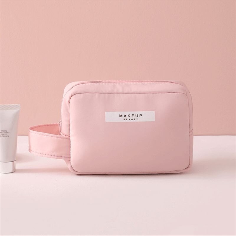 Borsa per trucco per donna articoli da toeletta Organizer custodia da viaggio impermeabile custodia per cosmetici portatile di grande capacità femminile: S Pink