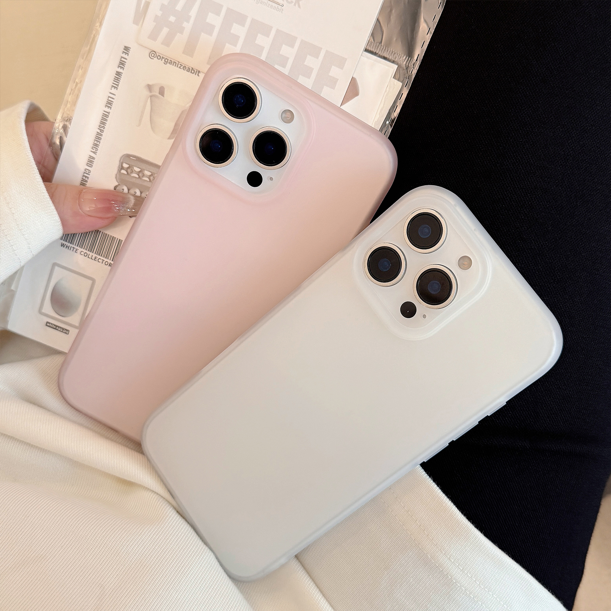 Simple transparente rosa transparente blanco Color sólido suave mate funda protectora de teléfono para iPhone 11 12 13 14 15 16 17 Pro Max