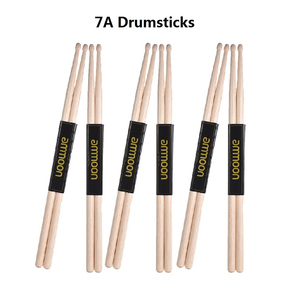Baquetas de madera ammoon, 6 pares de baquetas de batería de 5A/7A, conjunto de instrumentos de percusión de madera de Arce, accesorios: 7A