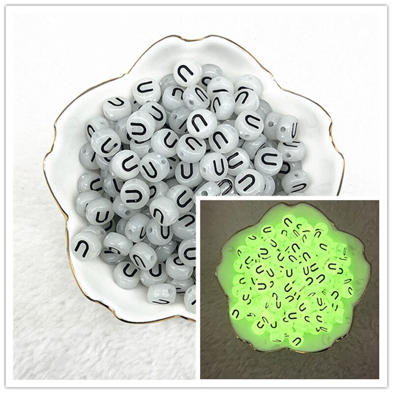 100 Uds. Cuentas luminosas de A-Z de 7x4mm, cuentas con letras, cuentas espaciadas acrílicas para fabricación de joyería, pulsera de dijes DIY: Gris claro