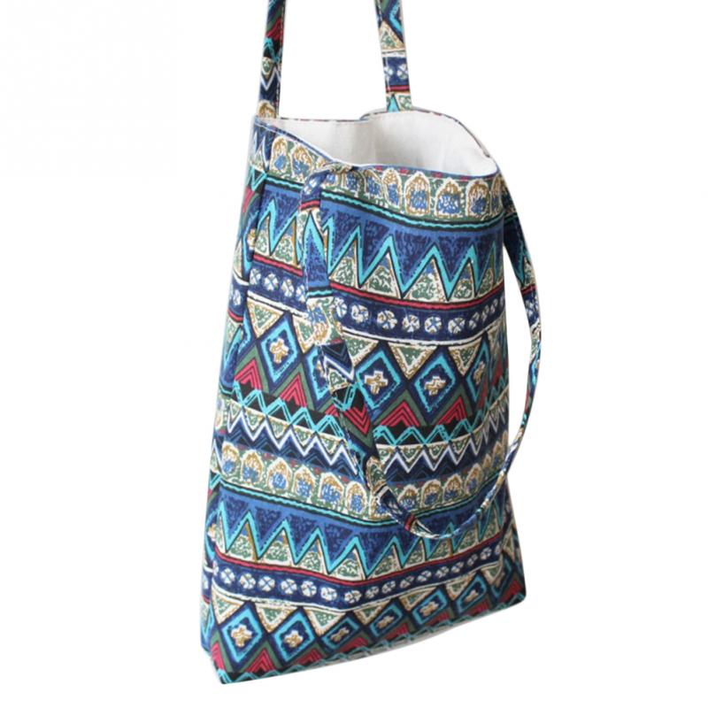 Floral Printed Casual Tote Large Capacity Female Handbags Single Shoulder Shopping Bags Daily Use Women Canvas Beach Bag: Sky Blue