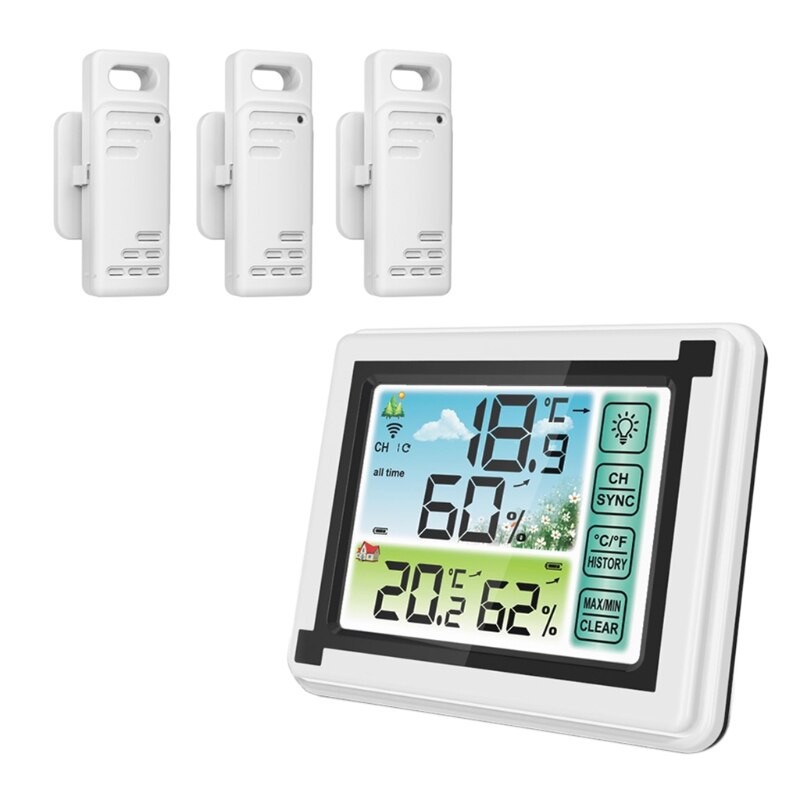 Trådløs vejrstation indendørs udendørs termometer temperatur fugtighedsmonitor: 3