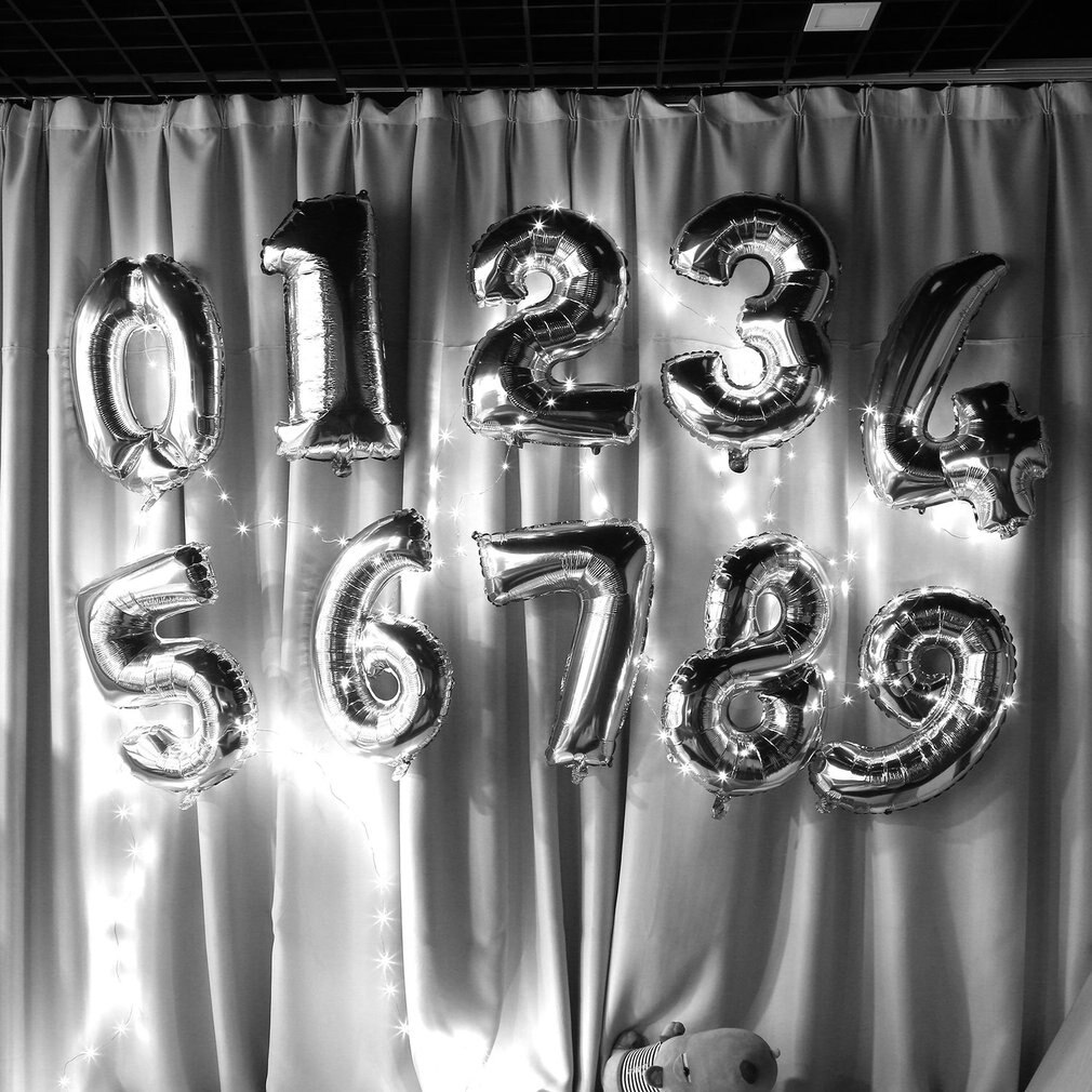 40 Inch Gold Silver Numbers Foil Balloon Digit Air Mylar Ballons Birthday Party Wedding Decoration Event Party Supplies