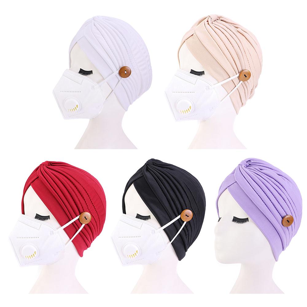 Hair Accessories Mask Turban Knot Beanie Flower Turban Female Headwear Soft Outdoor Mask Cap Comfortable Polyester