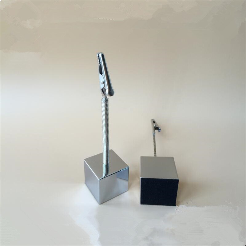 Metal Cube Base Card Note Holder Memo Clips Wedding Place Photo Message Clamps Business Card Holder Stand Office Desk Organizer
