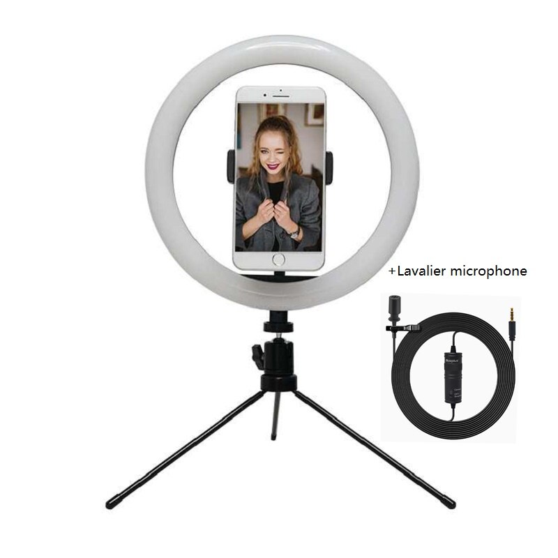 Lampada anello di Luce Video 26 centimetri Dimmable HA CONDOTTO Selfie Anello di Luce Photography Luce Con Il Treppiedi/Microfono Per Il Trucco Video in diretta Youtub: MIC