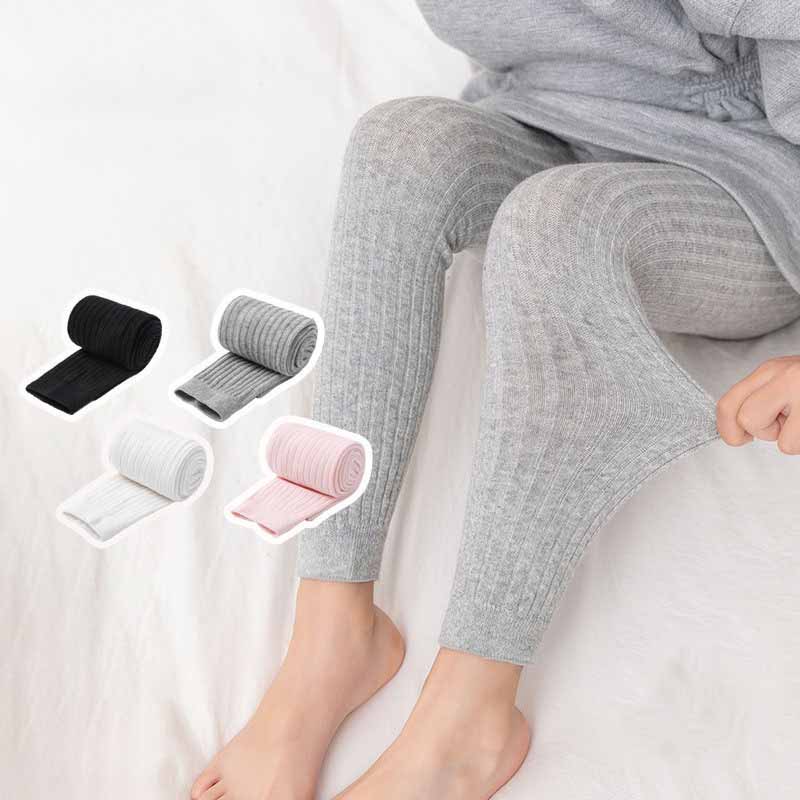 Herfst Dubbele Naald Kinderen Leggings Peuter Meisjes Kleding Gekamd Katoen Geribbelde Kinderen Leggings Zachte Gebreide Broek Voor Meisjes