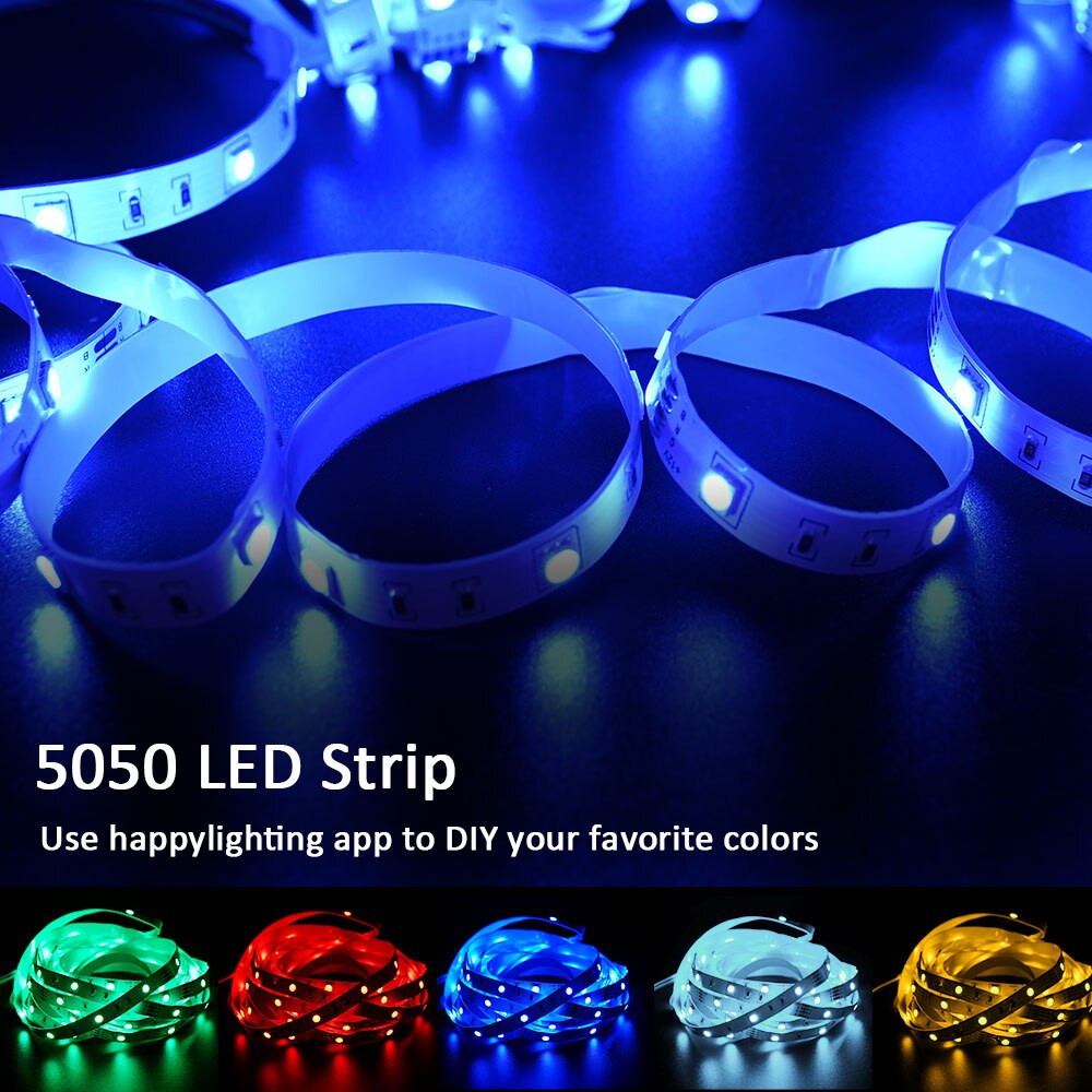 Colorrgb, led lys stripe, musikk synkronisert farge skiftende rgb 5050 , telefon app fjernkontroll , led lys tau 6m 12m 15m