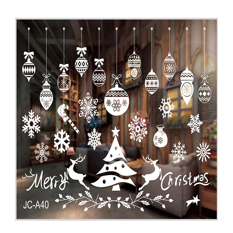 Christmas Stickers Window Glass Stickers Paster round Tube Packaging Glue-Free Electrostatic Christmas Decorations: A40