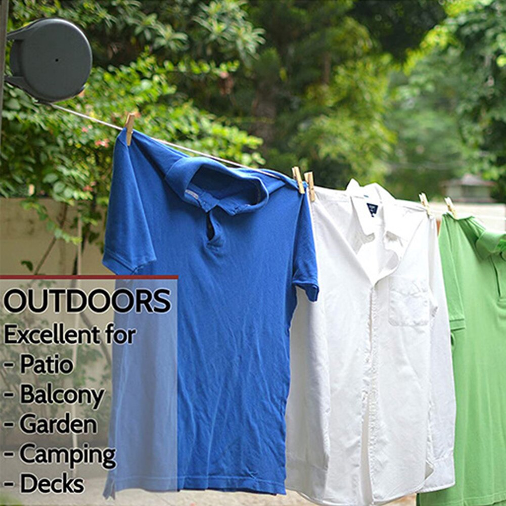 Single Rope Laundry Dryer Heavy Duty Wall Mounted Retractable Clothesline Outdoor Indoor Adjustable Length Wear Resistant