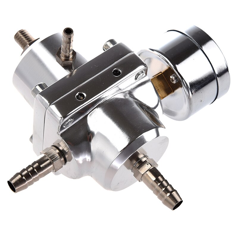 Universal Car Adjustable Fuel Pressure Regulator with Gauge Silver