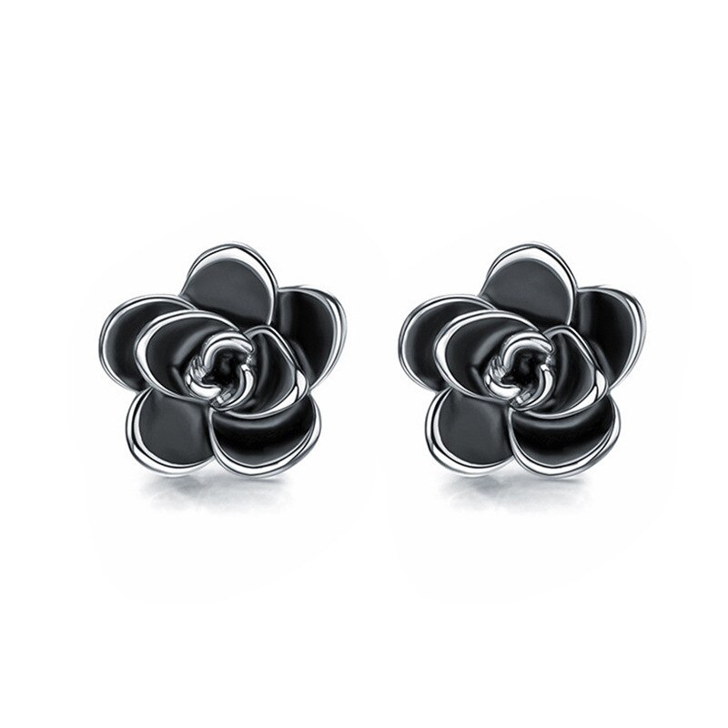 Pendientes de plata de ley 925 para mujer, chaquetas bonitas, flor rosa, pendientes de Gril, joyería Multicolor, accesorios, de