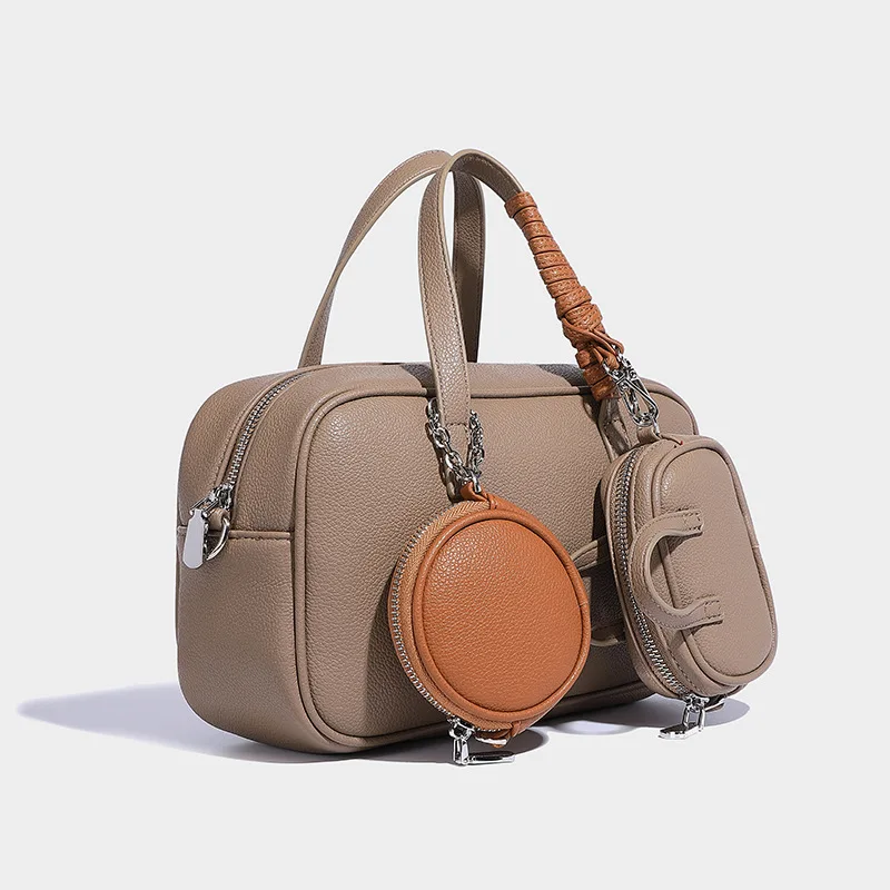 Mode Boston Bowlingtas 2025 Vrouw Composiet Tas Multifunctionele Moeder-en-kind Tas Retro Schouder Messenger Bag: Clear