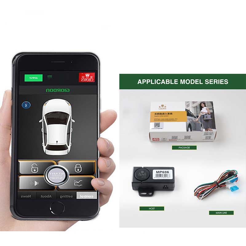 Nøglefri indgang til ford centrallås / oplåsning smart nøgle auto smartphone pke push kontrol let at installere  mp686 bil alarmsystem