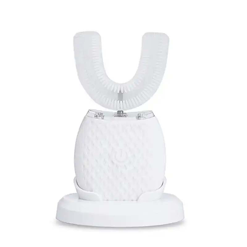 Newest U-Shape Soft Bristle Electric Toothbrush Waterproof Silicone Lazy Ultrasonic Induction Charging Electronic Toothbrush: WHITE
