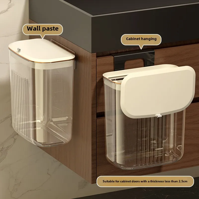 Cesta transparente montada en la pared impermeable con tapa que cambia ropa limpia toalla organizador de lavandería, caja de almacenamiento de cocina lujosa
