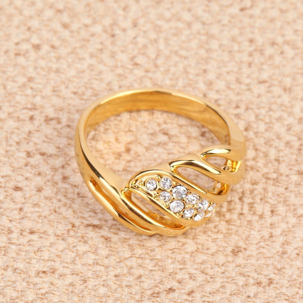 Gold Wedding Ring Engagement Ring Crystal Ring With 24K Gold Color