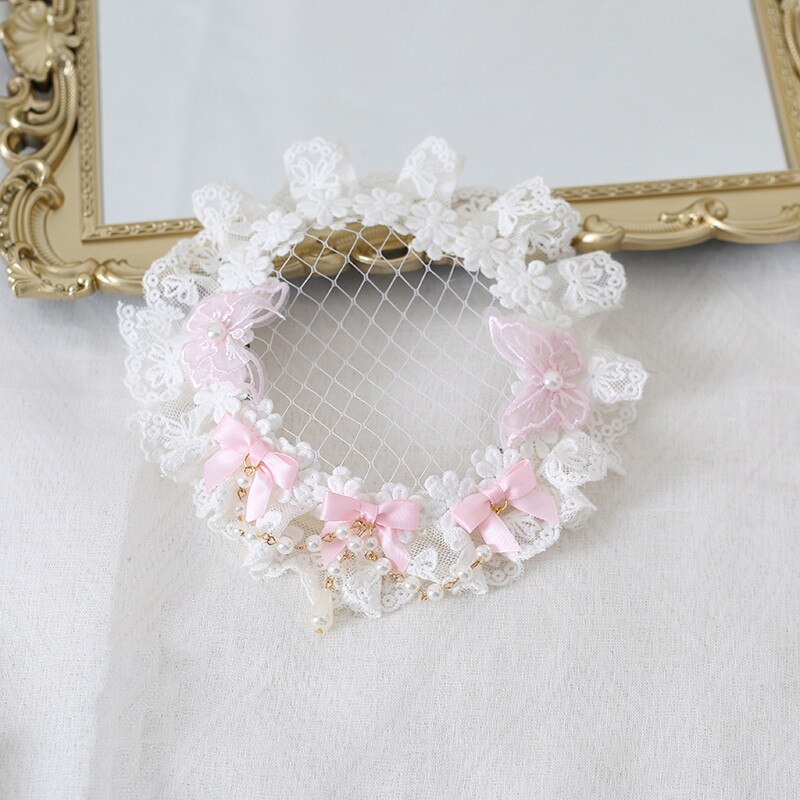 Dla dzieci Lolita opaska robić włosów stroik kwiat koronki projekt włosy księżniczki akcesoria spinka robić włosów hiszpania retro pałac nakrycia głowy A1293: różowy