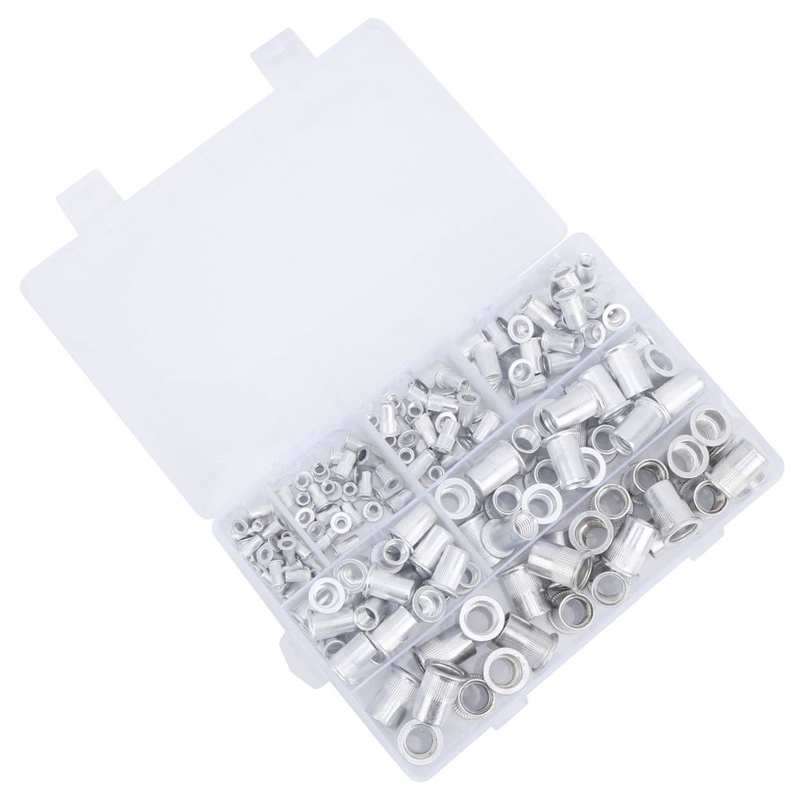 metric threaded inserts 175pcs Rivet Nut Set Flat Head Aluminium Nutsert Assortment with Storage Box Industrial Tool stainless