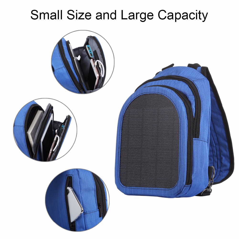 Haweel 5W Zonnepaneel Power Enkele & Dubbele Schouder Rugzak Tas