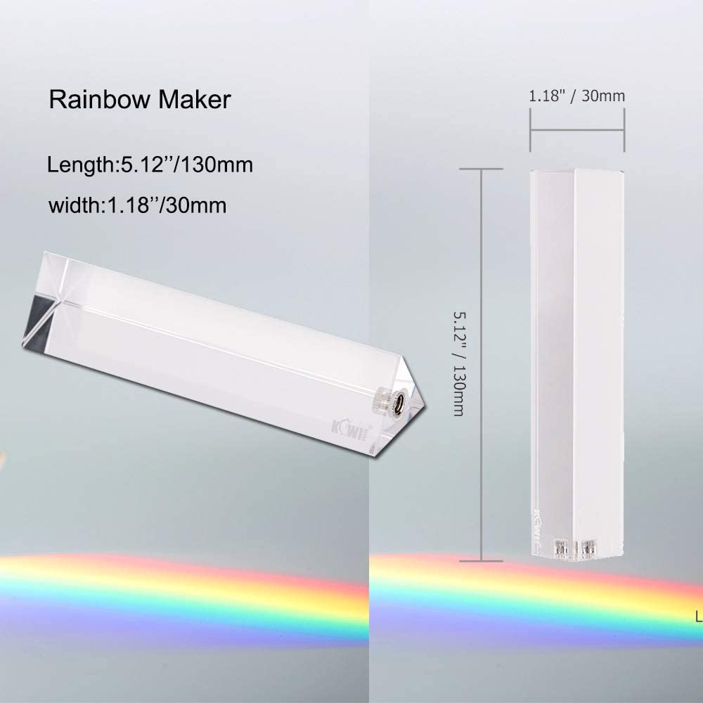 Triangular Prism with 1/4"-20 Female Thread and Microfiber Cleaning Cloth K9 Optical Glass Rainbow Prism Photo Tool Accessories