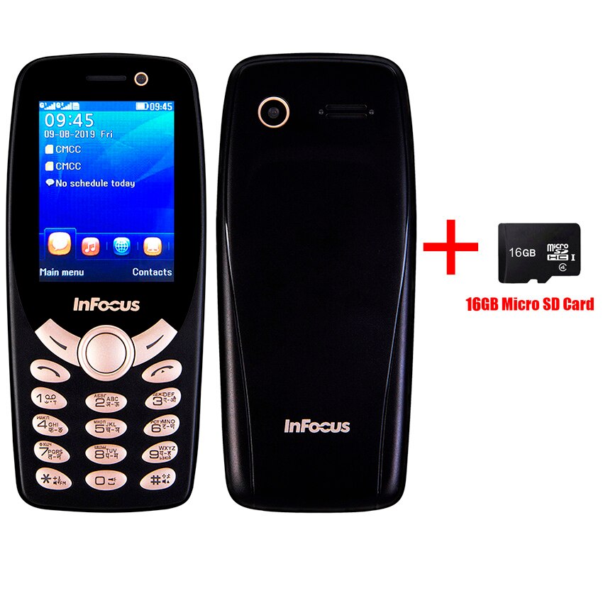 InFocus IF9012 tastiera Russa del telefono mobile da 2.4 pollici gsm 1800mAh premere il pulsante a buon mercato sbloccato Dual sim torcia cellulare: Russian keyboard / Black Add 16GB card