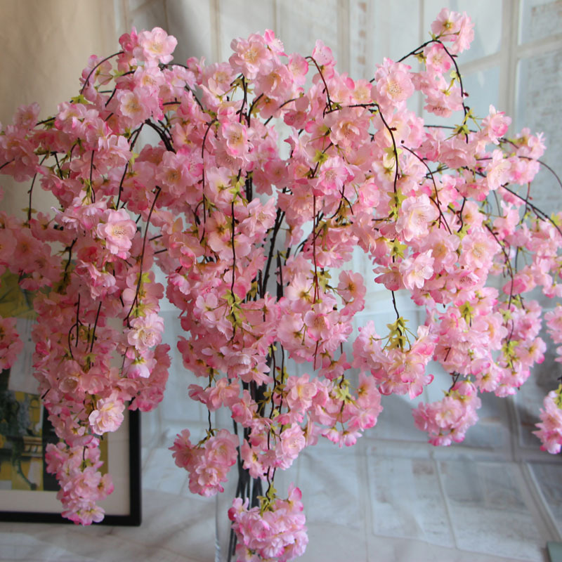 Simulation de vigne cerise artificielle, branche de cerisier orientale, maison, salon, Banquet de mariage, balcon, fleur, décoration de vigne