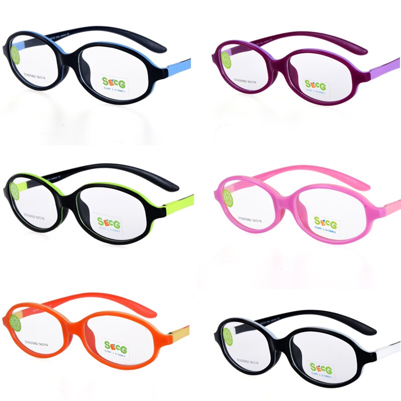 SECG-Montura de Gafas para niños, lentes para miopía, redondas, ópticas, de silicona