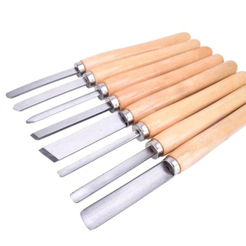 8Pcs Houtsnijwerk Mes Draaibank Beitel Set Draaien Gereedschap Houtbewerking Guts Skew Afscheid Speer