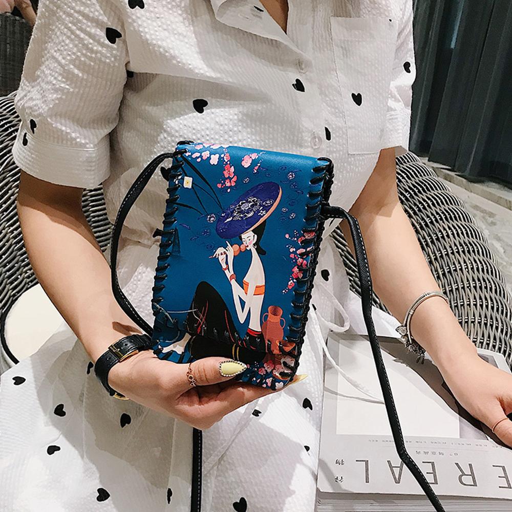 women's bag The girl Printing Retro Bags Retro Leather Crossbody messenger Handle Phone Bags for сумка женская