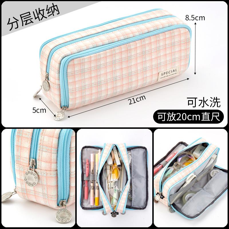 Estuche para lápices de gran capacidad, cartuchera de lona kawaii para la escuela, porta bolígrafos, espacio para 40 lapiceros, artículo de papelería