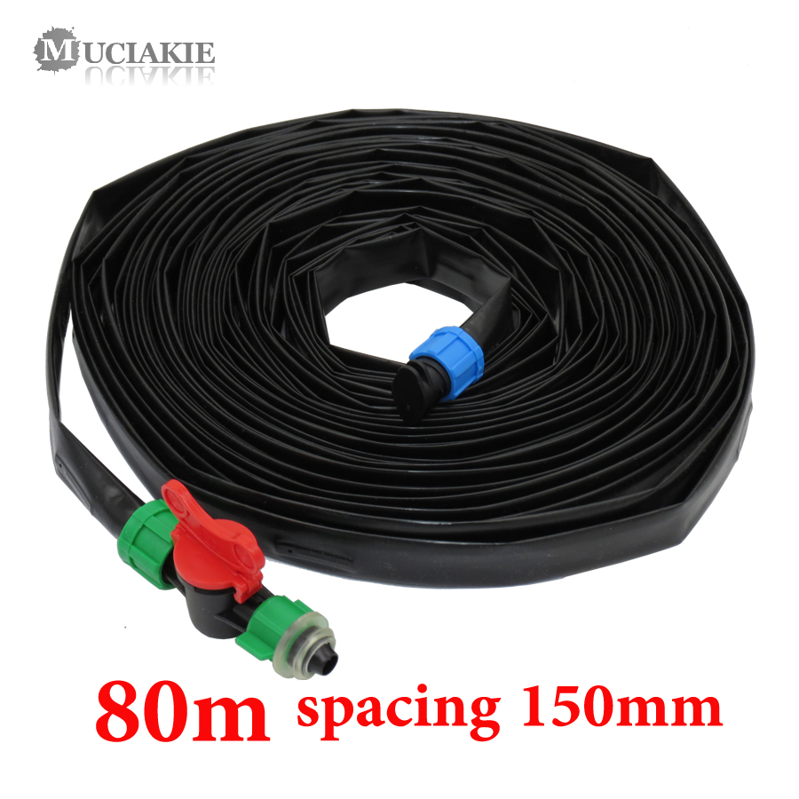 MUCIAKIE-Cinta de riego por goteo de 20/40/80 metros, 16mm, 0,2mm de grosor, con emisor, manguera plana aerodinámica, rociadores, 15cm de espacio: F x MJ070Q