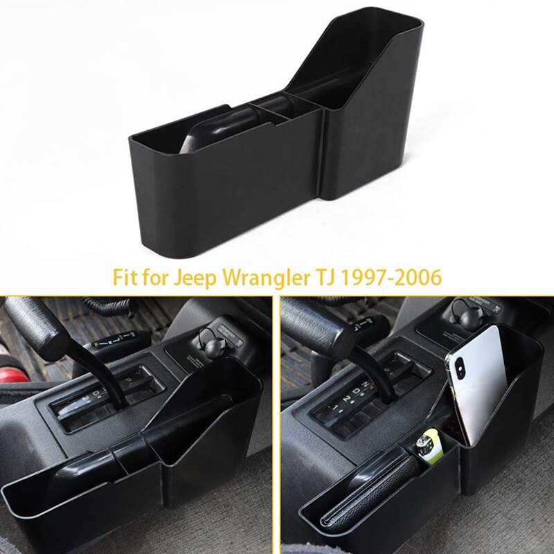 Car Gear Shift Side Storage Box Phone Card Holder Co-Pilot Seat Side Organizer for Jeep Wrangler TJ 1997