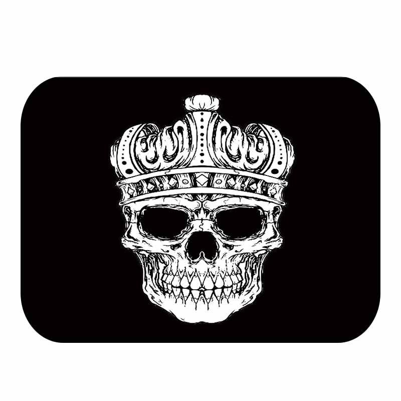 Tapis de bain en flanelle avec tête de mort, décoration d'intérieur, paillasson antidérapant, tapis de bain