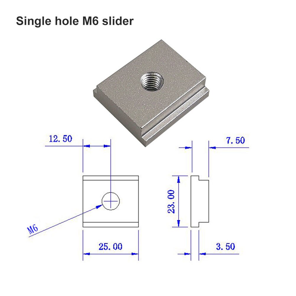 Varilla roscada de tuerca M8 de M6, deslizador en T de aleación de aluminio, bricolaje, accesorios de herramientas para carpintería, accesorios prácticos para el hogar: M6 slider