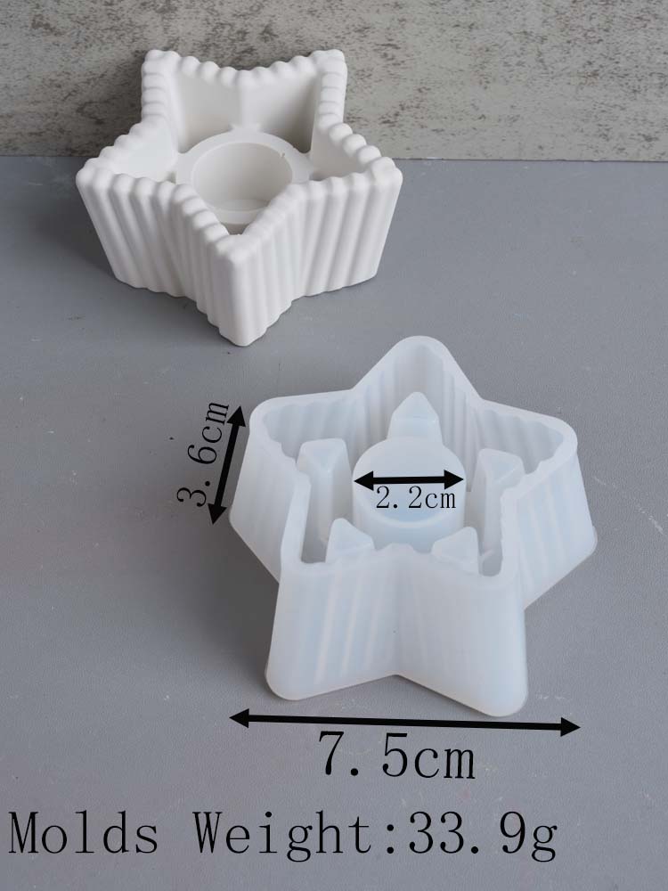 Portavelas con forma de estrella, molde de silicona para manualidades, candelabro redondo con forma de corazón, moldes de fundición de resina de yeso, decoración del hogar, artísticos: Gris claro