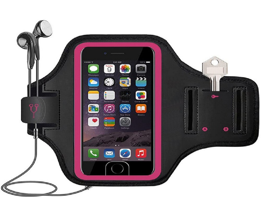 PINZHENG Brassard de Sport Étanche Brassard Brassard de Sport En Plein Air Pour iPhone 11 8 7 Plus Étui 4.7-6.5 pouces Étui: rose red
