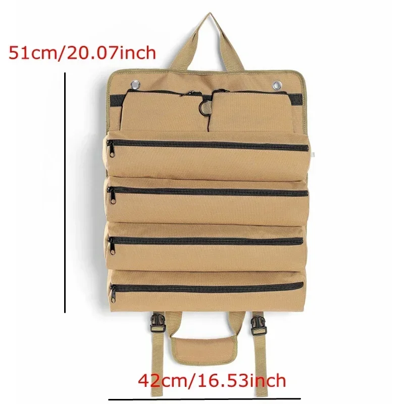 Camping Lager Tasche multifunktional draussen rollen hoch Zelt Anbindung Träger Pack Lager Tasche Wandern Reisen zusammenklappbar Lager Taschen: Beige