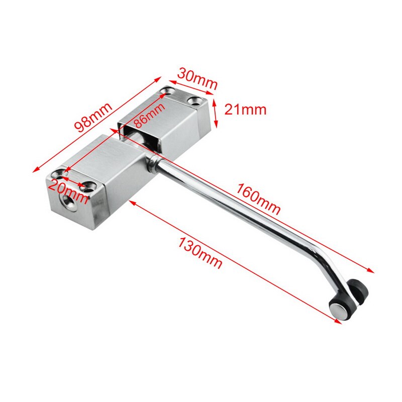 Stainless Steel Durable Automatic Mounted Spring Door Closer Adjustable Surface Door Closer for Residential 160x98x21mm