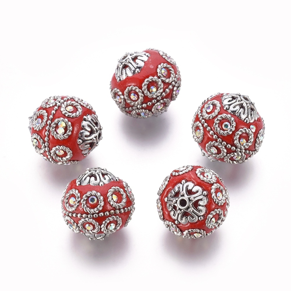 5 peças contas redondas artesanais indonésia para fazer jóias diy pulseira colar brinco decoração, com acessórios de descobertas de metal: Preto