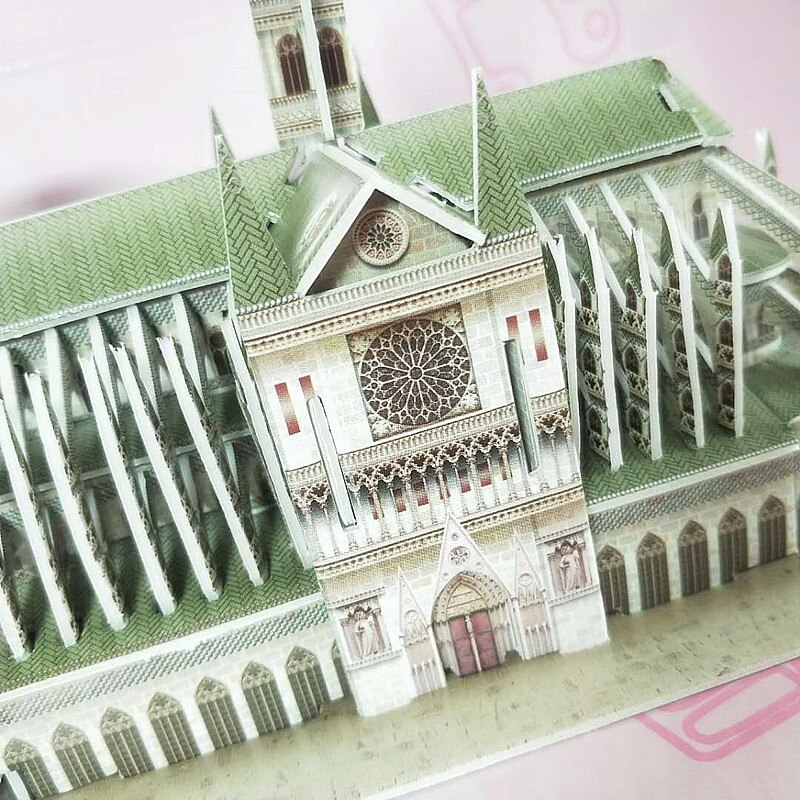 3D Puzzel Notre Dame Kathedraal Model Diy Kit Kartonnen Building Vergadering Educatief Puzzel Speelgoed Voor Kinderen