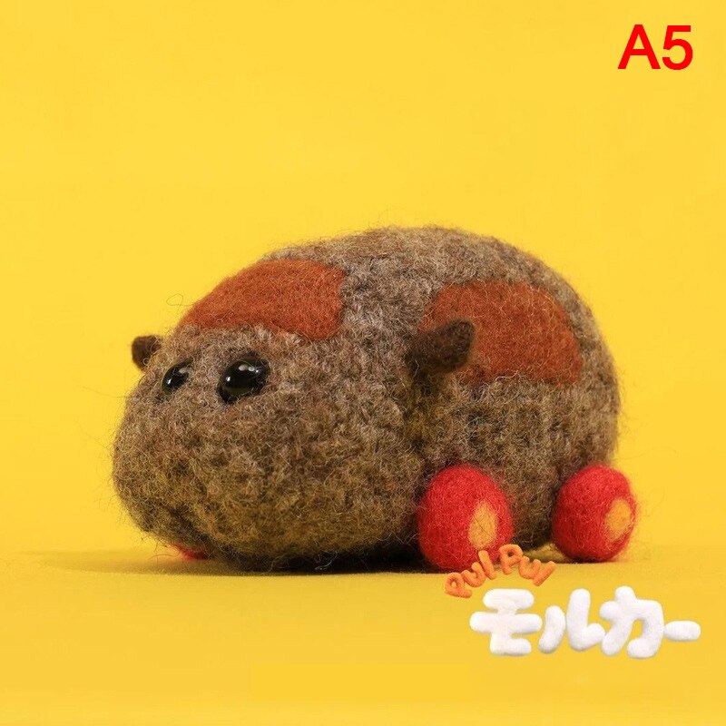 Pokefipui de fieltro de lana, carrito de cerdito de Guinea, hámster, hecho a mano, Material, bolsa, muñeca, 1 Juego: A5