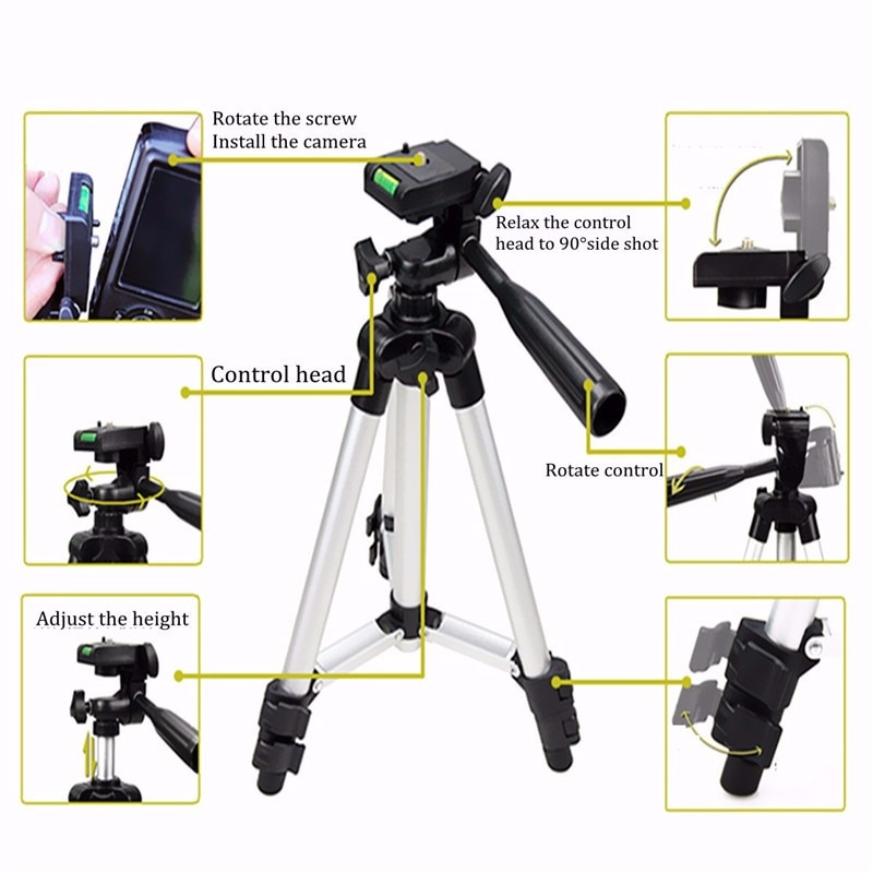 Professionele Opvouwbare Camera Statief Houder Stand Schroef 360 Graden Vloeistof Hoofd Statief Stabilizer Aluminium Met Telefoon Houder