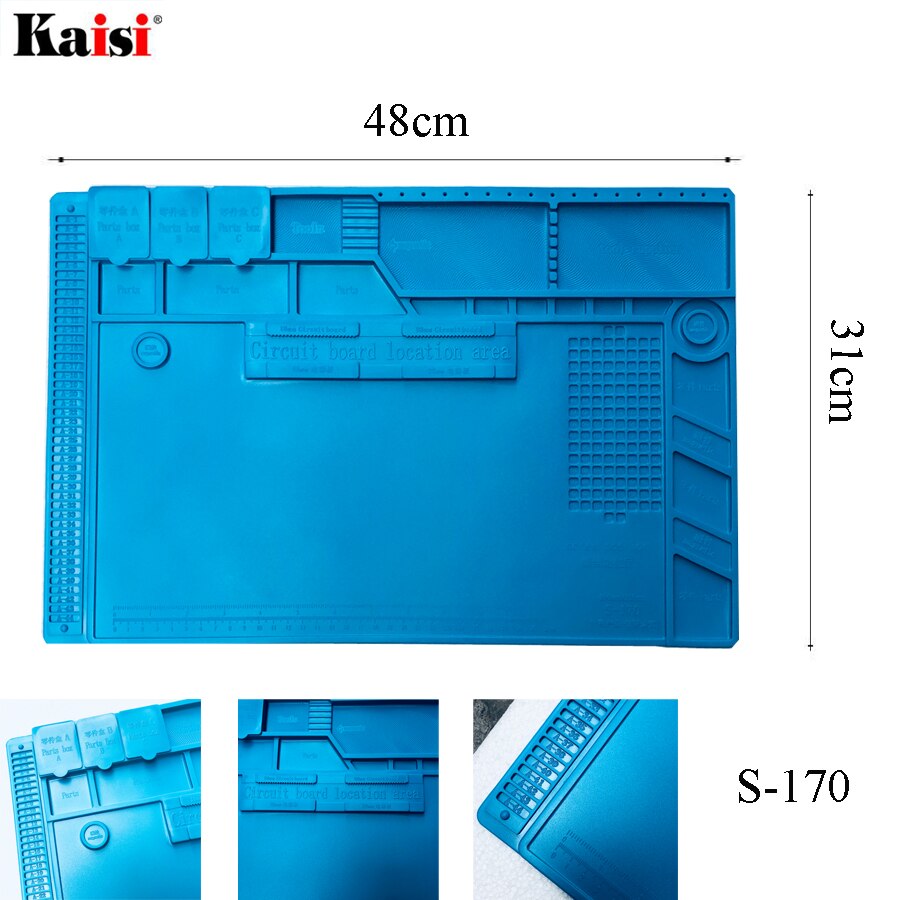 Newest S-180 55*35 CM BGA Heat Insulation Silicone Soldering Pad Repair Maintenance Platform Desk Mat with Magnetic Section 500